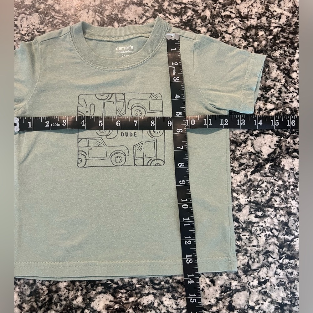Toddler 24 Months Carter's Olive Child Of Mine Green T-Shirt Cool Dude (0829) - Picture 6 of 7